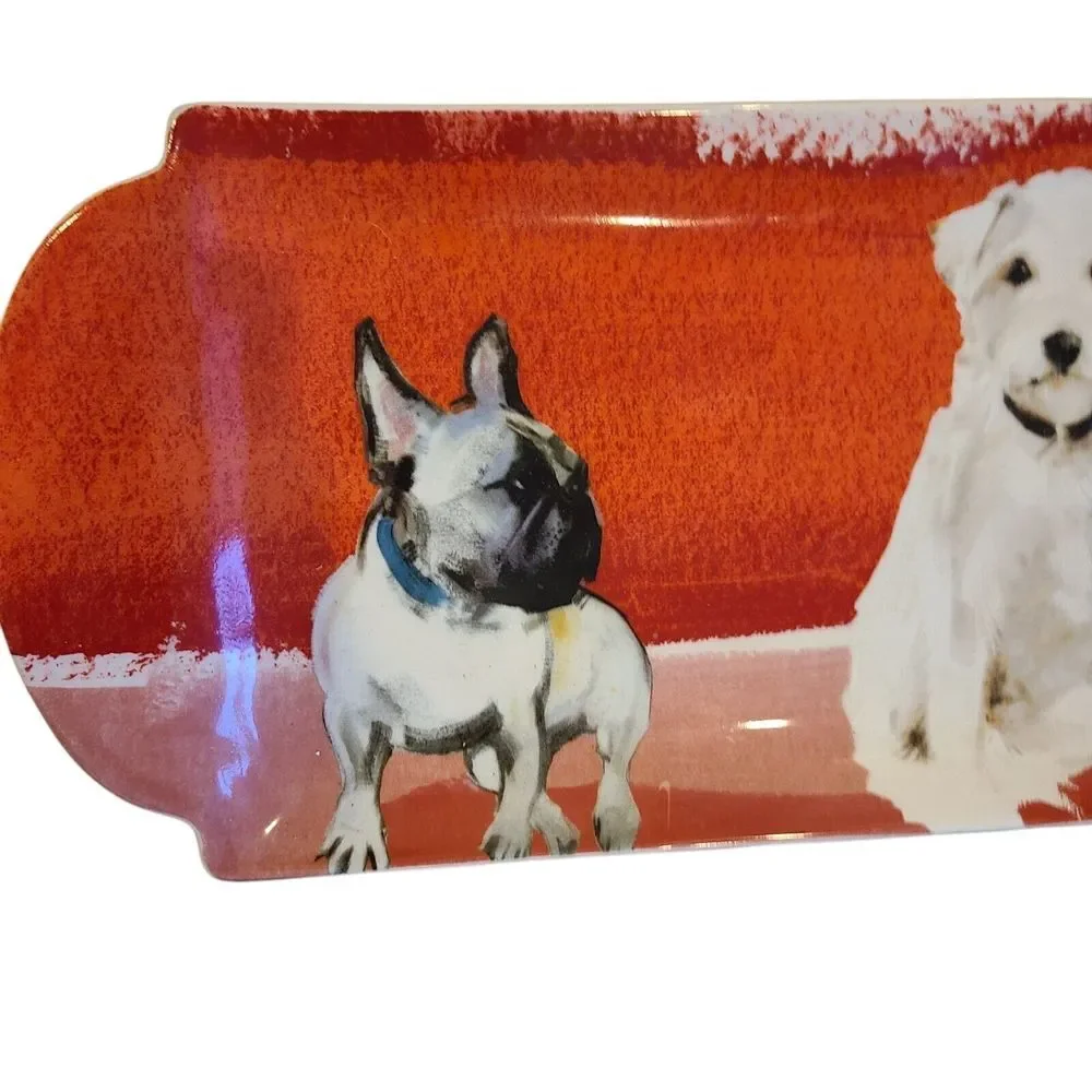 NWT‎ FRENCHIE Dog a Day Anthropologie Sally Muir Serving Platter Tray Ceramic